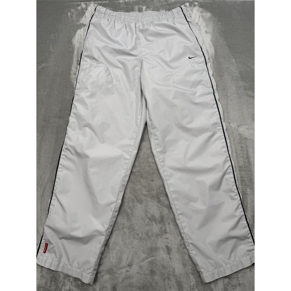 Vintage Nike Track Pants Mens Medium Gray Unlined Zip Baggy Swoosh Retro 90s Y2K
